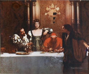 A Glass of Wine with Caesar Borgia John Collier Pre Raphaelite Orientalist Oil Paintings